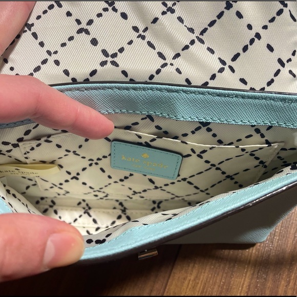 Kate Spade light blue / baby blue 100% leather crossbody bag with strap - Picture 3 of 5